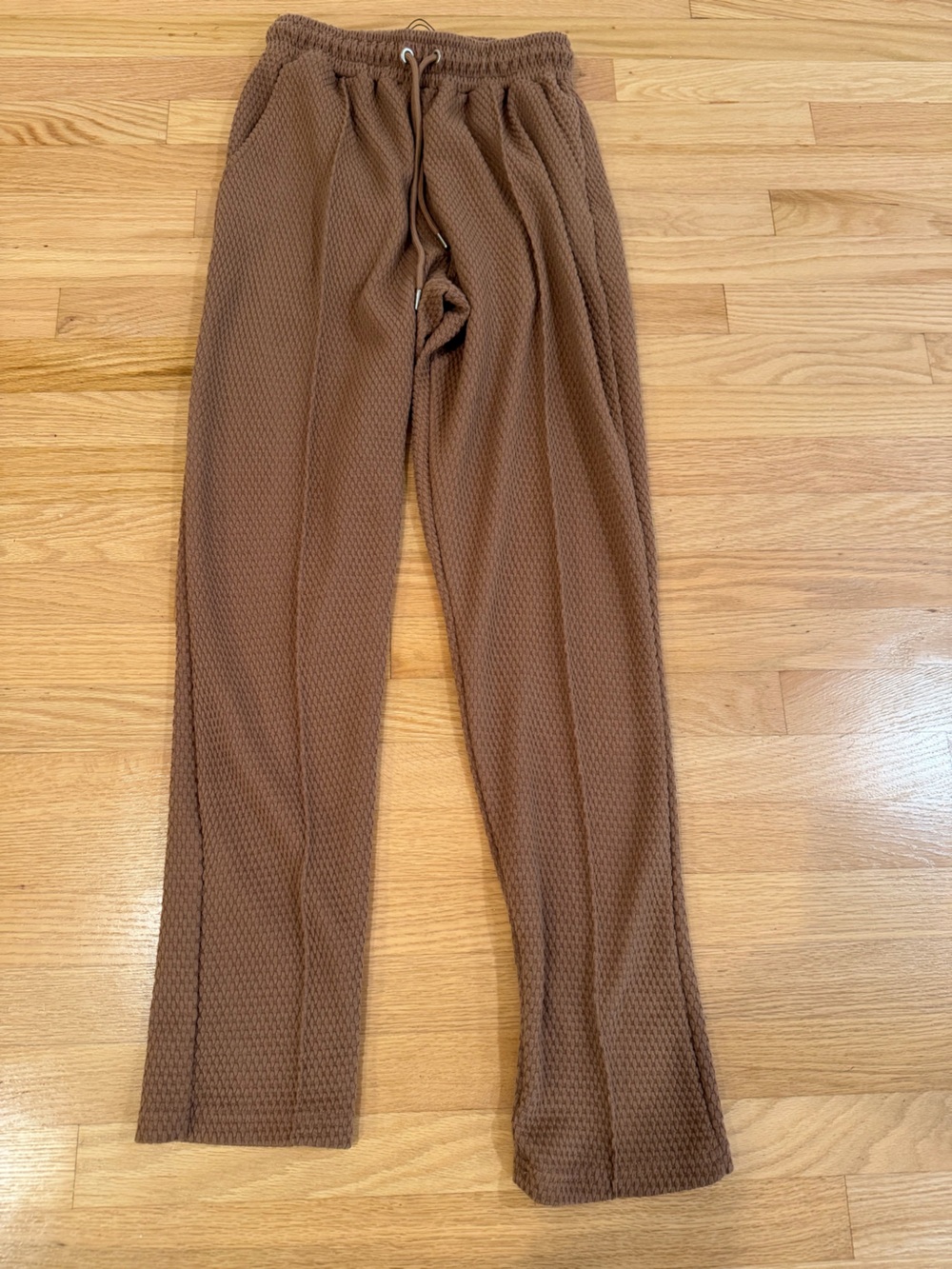 Boohoo Brown Textured Drawstring Men’s Pants
